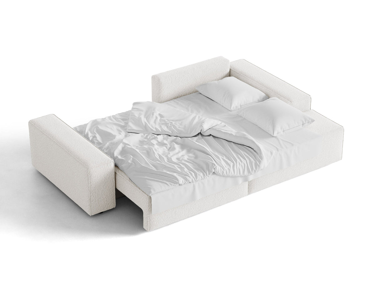 Jodie Boucle Ecksofa rechts mit Schlaffunktion und Stauraumbox 3 Sitzer in White-Baloo präsentiert im Onlineshop von KAQTU Design AG. Bettsofa rechts ist von Micadoni