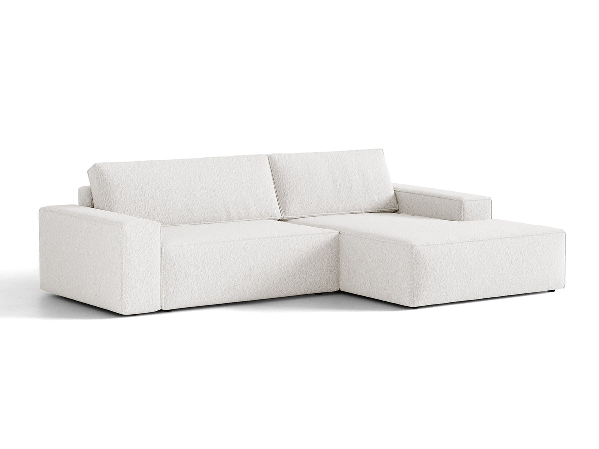 Jodie Boucle Ecksofa rechts mit Schlaffunktion und Stauraumbox 3 Sitzer in White-Baloo präsentiert im Onlineshop von KAQTU Design AG. Bettsofa rechts ist von Micadoni