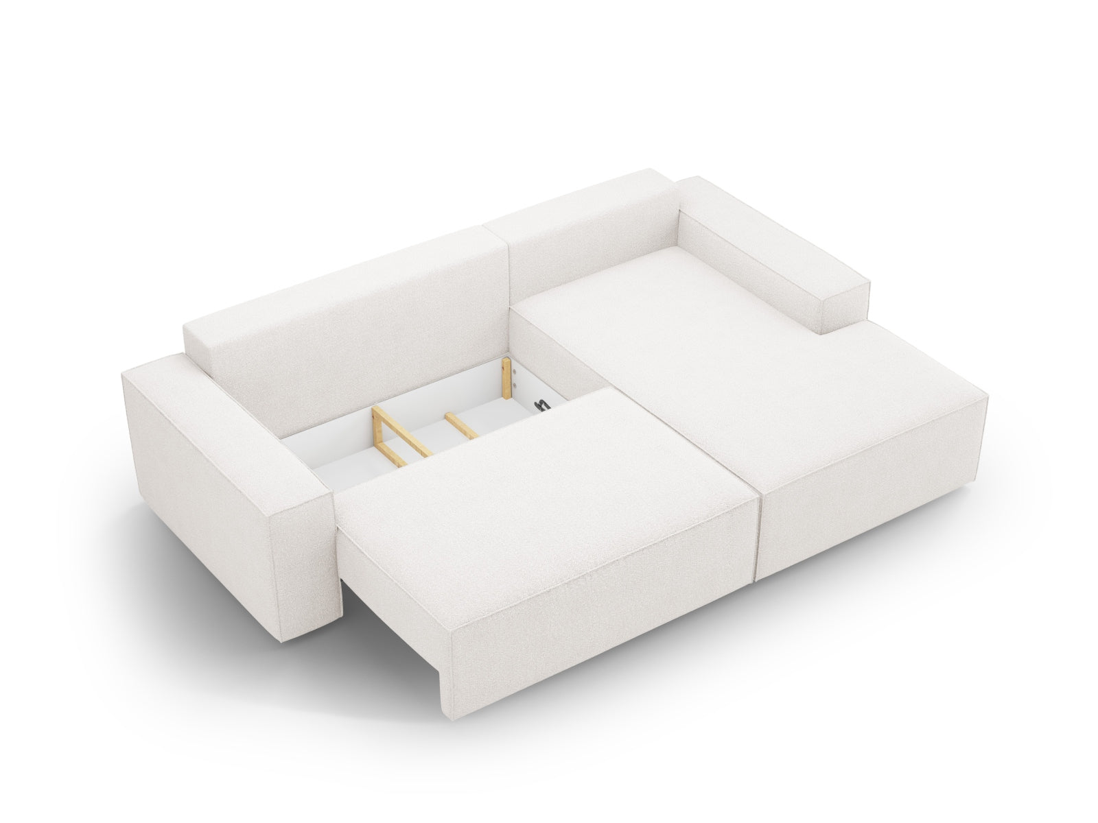 Jodie Boucle Ecksofa rechts mit Schlaffunktion und Stauraumbox 3 Sitzer in White präsentiert im Onlineshop von KAQTU Design AG. Ecksofa rechts ist von Micadoni