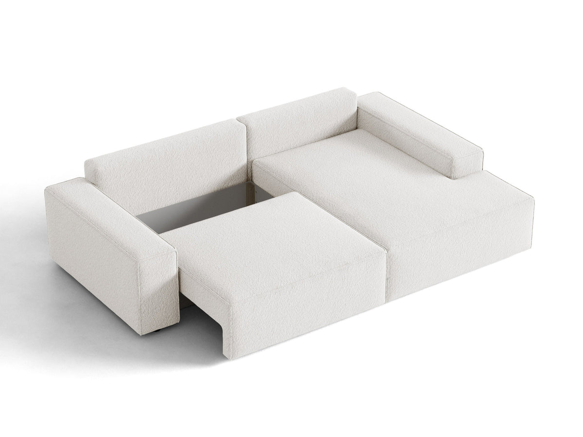 Jodie Boucle Ecksofa rechts mit Schlaffunktion und Stauraumbox 3 Sitzer in White-Baloo präsentiert im Onlineshop von KAQTU Design AG. Bettsofa rechts ist von Micadoni