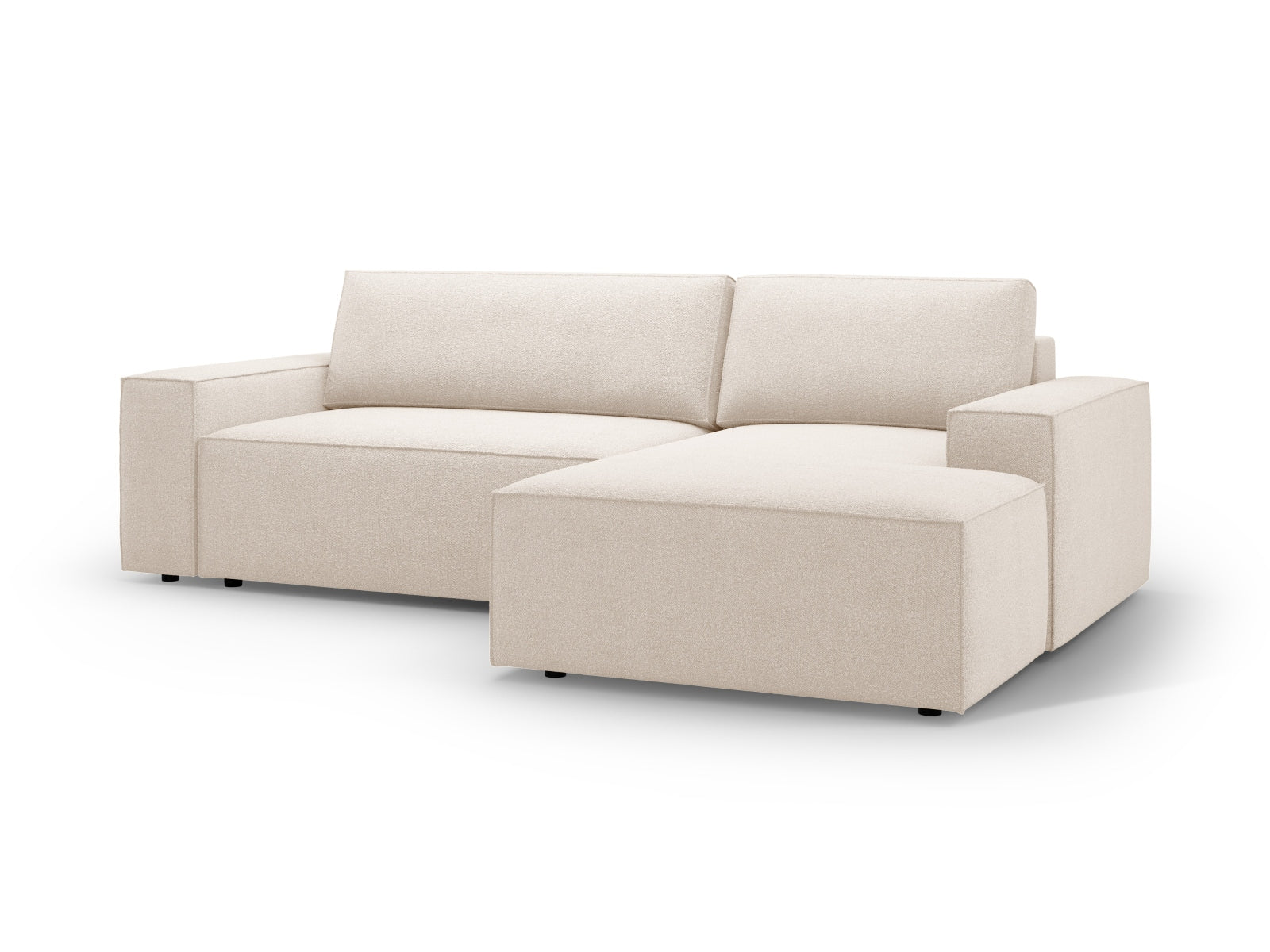 Jodie Boucle Ecksofa rechts mit Schlaffunktion und Stauraumbox 3 Sitzer in Beige präsentiert im Onlineshop von KAQTU Design AG. Ecksofa rechts ist von Micadoni