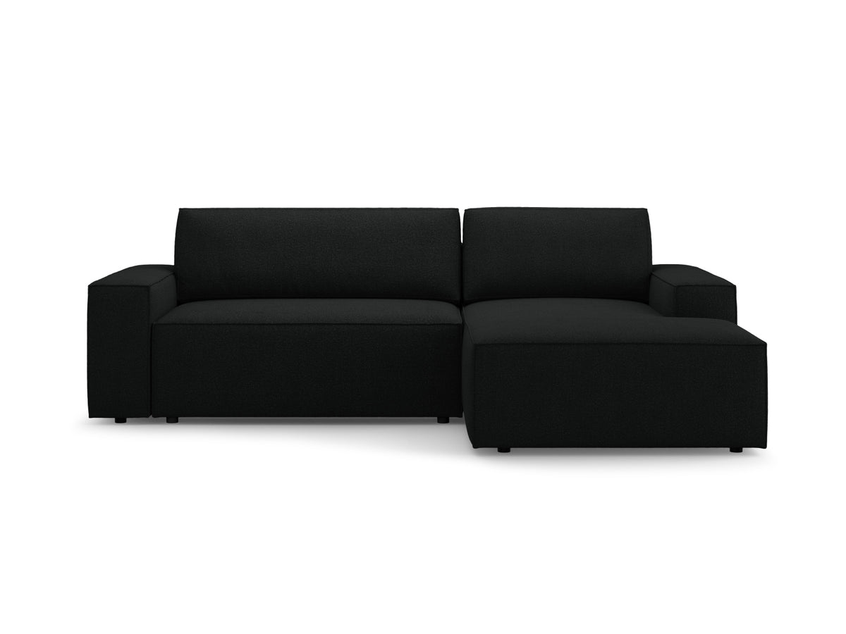 Jodie Boucle Ecksofa rechts mit Schlaffunktion und Stauraumbox 3 Sitzer in Black-Baloo präsentiert im Onlineshop von KAQTU Design AG. Bettsofa rechts ist von Micadoni
