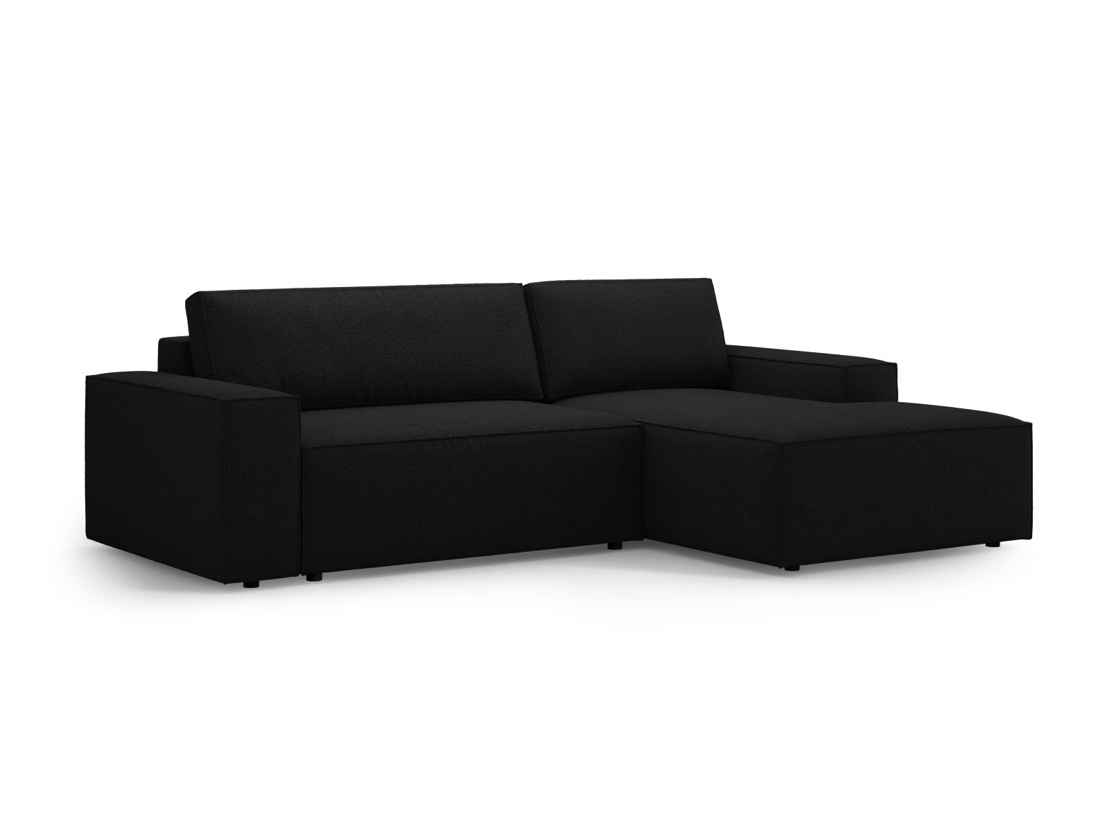 Jodie Boucle Ecksofa rechts mit Schlaffunktion und Stauraumbox 3 Sitzer in Black präsentiert im Onlineshop von KAQTU Design AG. Ecksofa rechts ist von Micadoni
