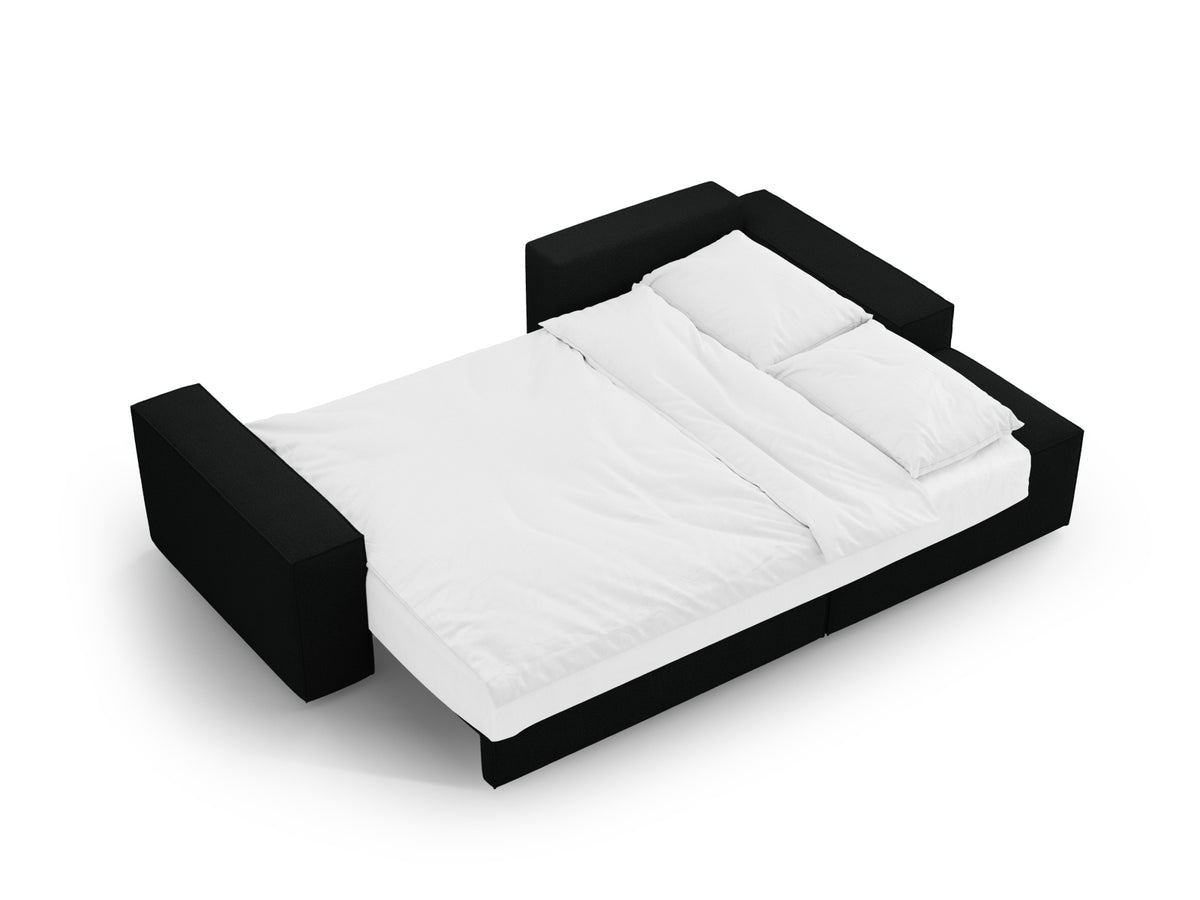 Jodie Boucle Ecksofa rechts mit Schlaffunktion und Stauraumbox 3 Sitzer in Black-Baloo präsentiert im Onlineshop von KAQTU Design AG. Bettsofa rechts ist von Micadoni