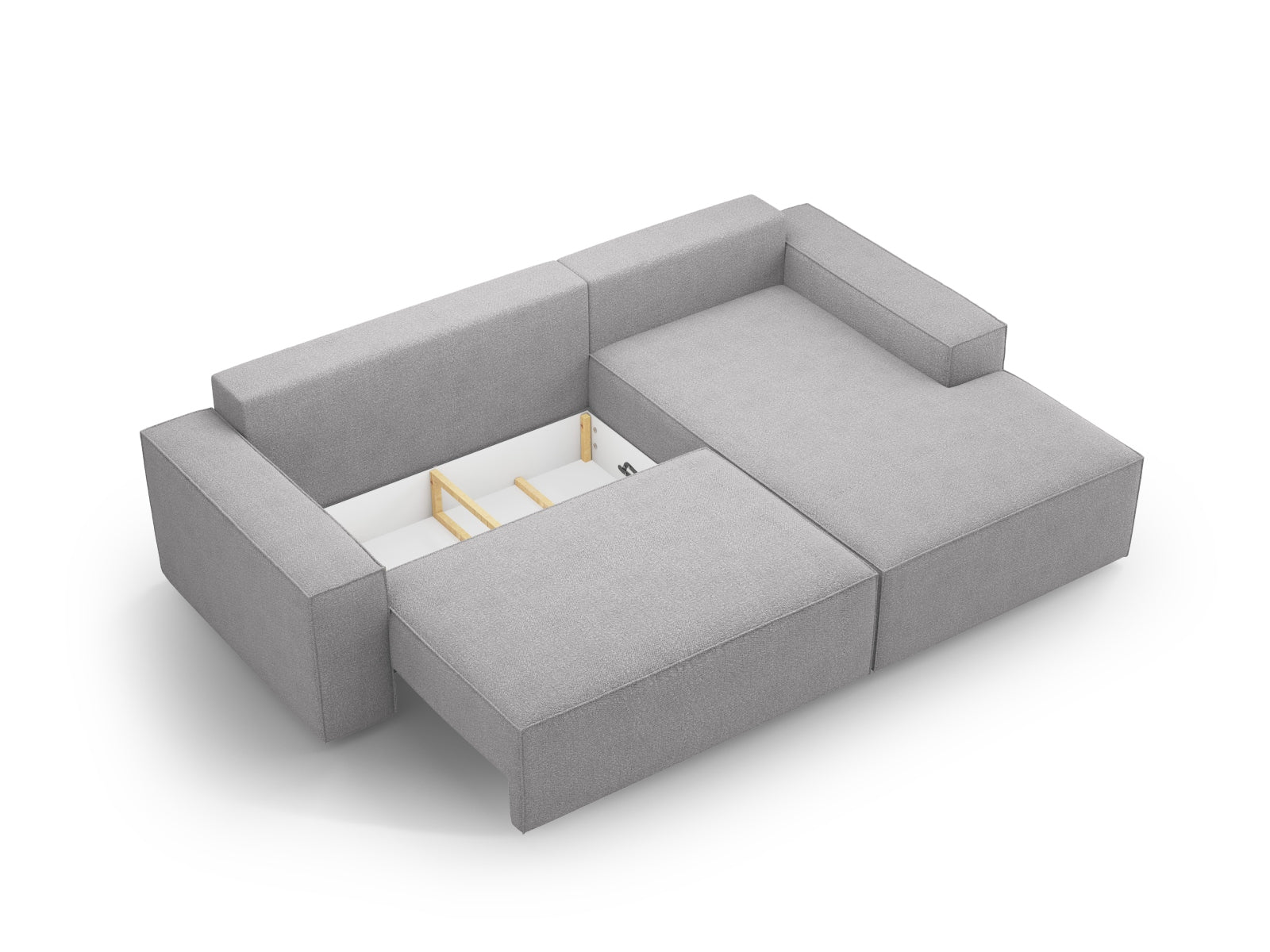 Jodie Boucle Ecksofa rechts mit Schlaffunktion und Stauraumbox 3 Sitzer in Light Grey präsentiert im Onlineshop von KAQTU Design AG. Ecksofa rechts ist von Micadoni