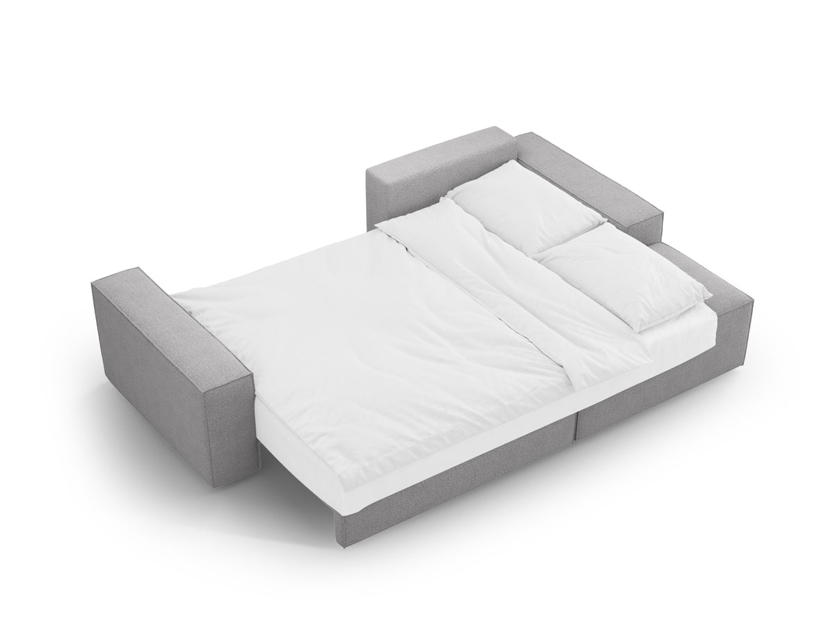 Jodie Boucle Ecksofa rechts mit Schlaffunktion und Stauraumbox 3 Sitzer in Light Grey-Baloo präsentiert im Onlineshop von KAQTU Design AG. Bettsofa rechts ist von Micadoni