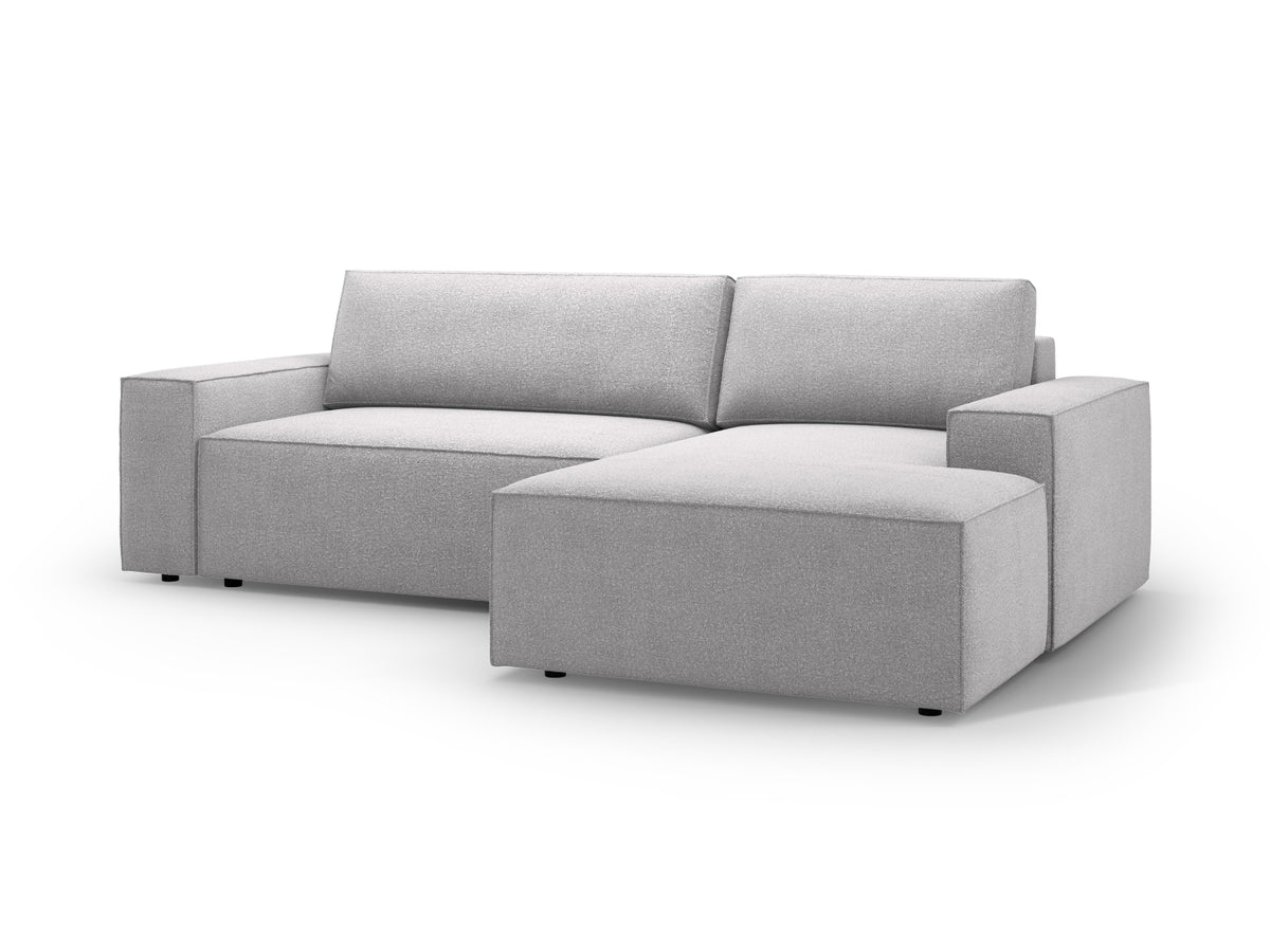 Jodie Boucle Ecksofa rechts mit Schlaffunktion und Stauraumbox 3 Sitzer in Light Grey-Baloo präsentiert im Onlineshop von KAQTU Design AG. Bettsofa rechts ist von Micadoni