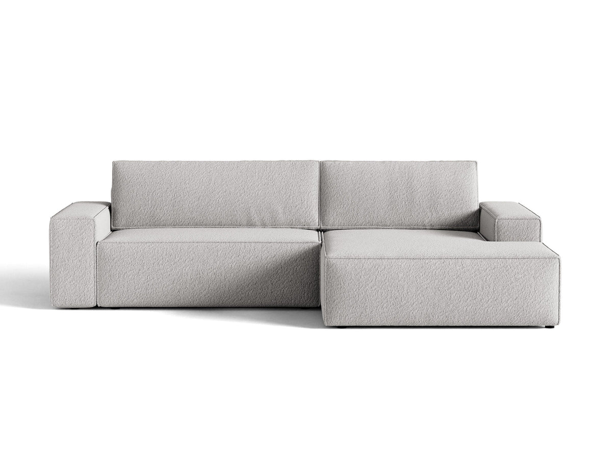 Jodie Boucle Ecksofa rechts mit Schlaffunktion und Stauraumbox 3 Sitzer in Light Grey-Baloo präsentiert im Onlineshop von KAQTU Design AG. Bettsofa rechts ist von Micadoni