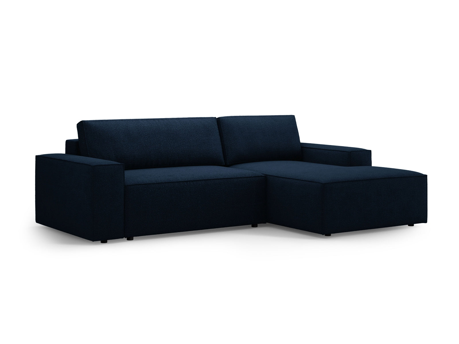Jodie Boucle Ecksofa rechts mit Schlaffunktion und Stauraumbox 3 Sitzer in Dark Blue präsentiert im Onlineshop von KAQTU Design AG. Ecksofa rechts ist von Micadoni