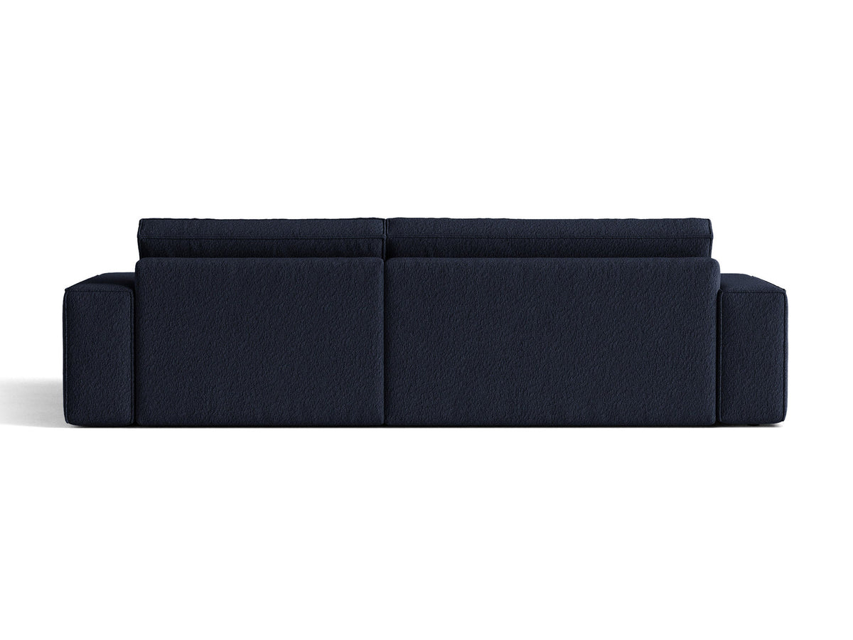 Jodie Boucle Ecksofa rechts mit Schlaffunktion und Stauraumbox 3 Sitzer in Dark Blue-Baloo präsentiert im Onlineshop von KAQTU Design AG. Bettsofa rechts ist von Micadoni
