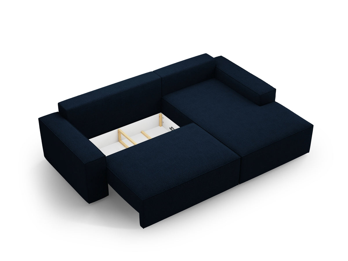 Jodie Boucle Ecksofa rechts mit Schlaffunktion und Stauraumbox 3 Sitzer in Dark Blue-Baloo präsentiert im Onlineshop von KAQTU Design AG. Bettsofa rechts ist von Micadoni