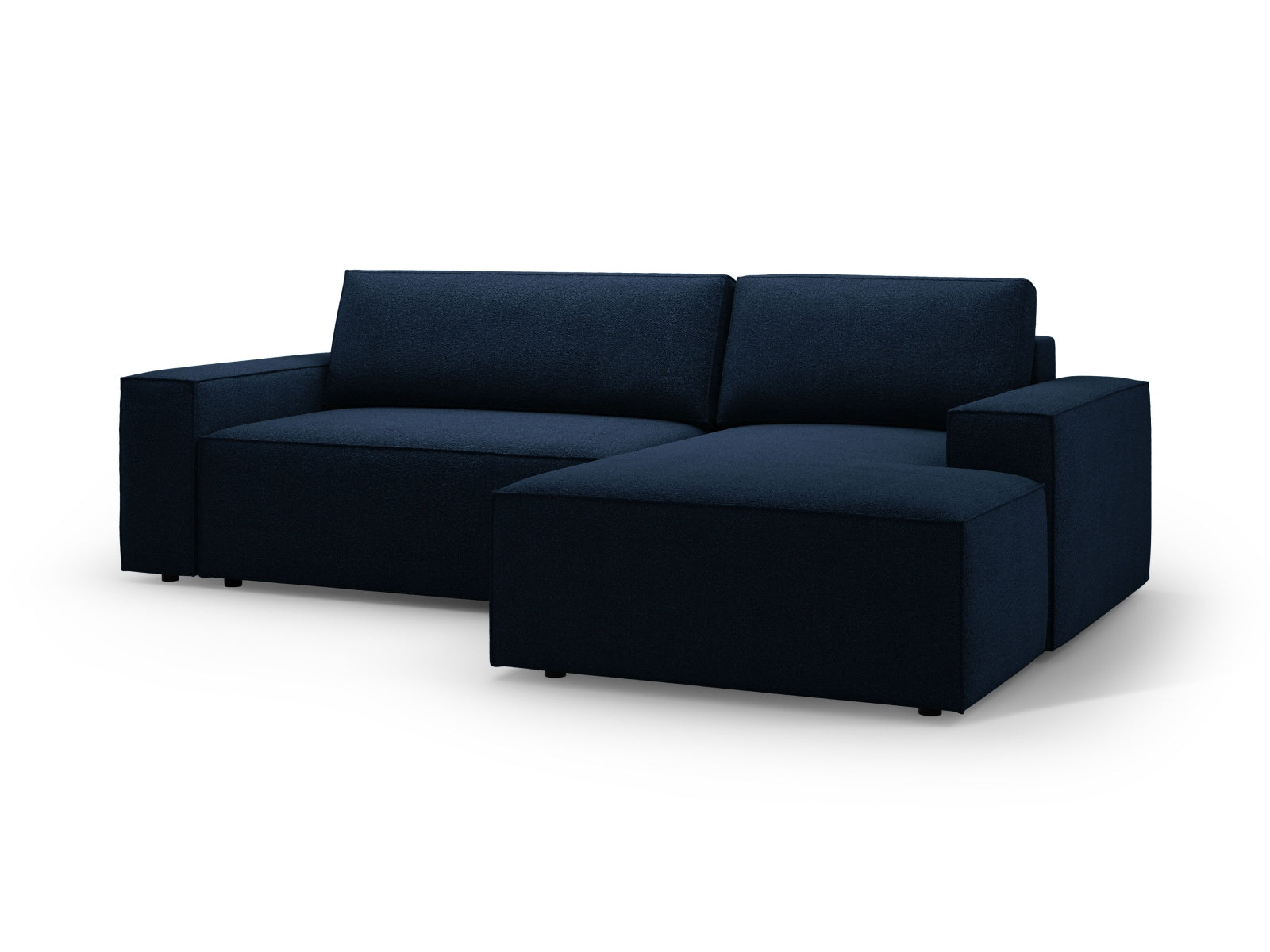 Jodie Boucle Ecksofa rechts mit Schlaffunktion und Stauraumbox 3 Sitzer in Dark Blue präsentiert im Onlineshop von KAQTU Design AG. Ecksofa rechts ist von Micadoni