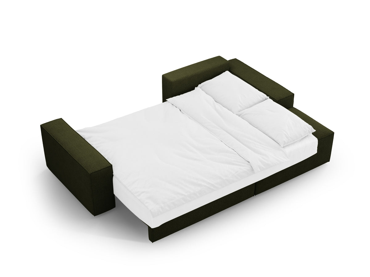 Jodie Boucle Ecksofa rechts mit Schlaffunktion und Stauraumbox 3 Sitzer in Dark Olive Green-Baloo präsentiert im Onlineshop von KAQTU Design AG. Bettsofa rechts ist von Micadoni