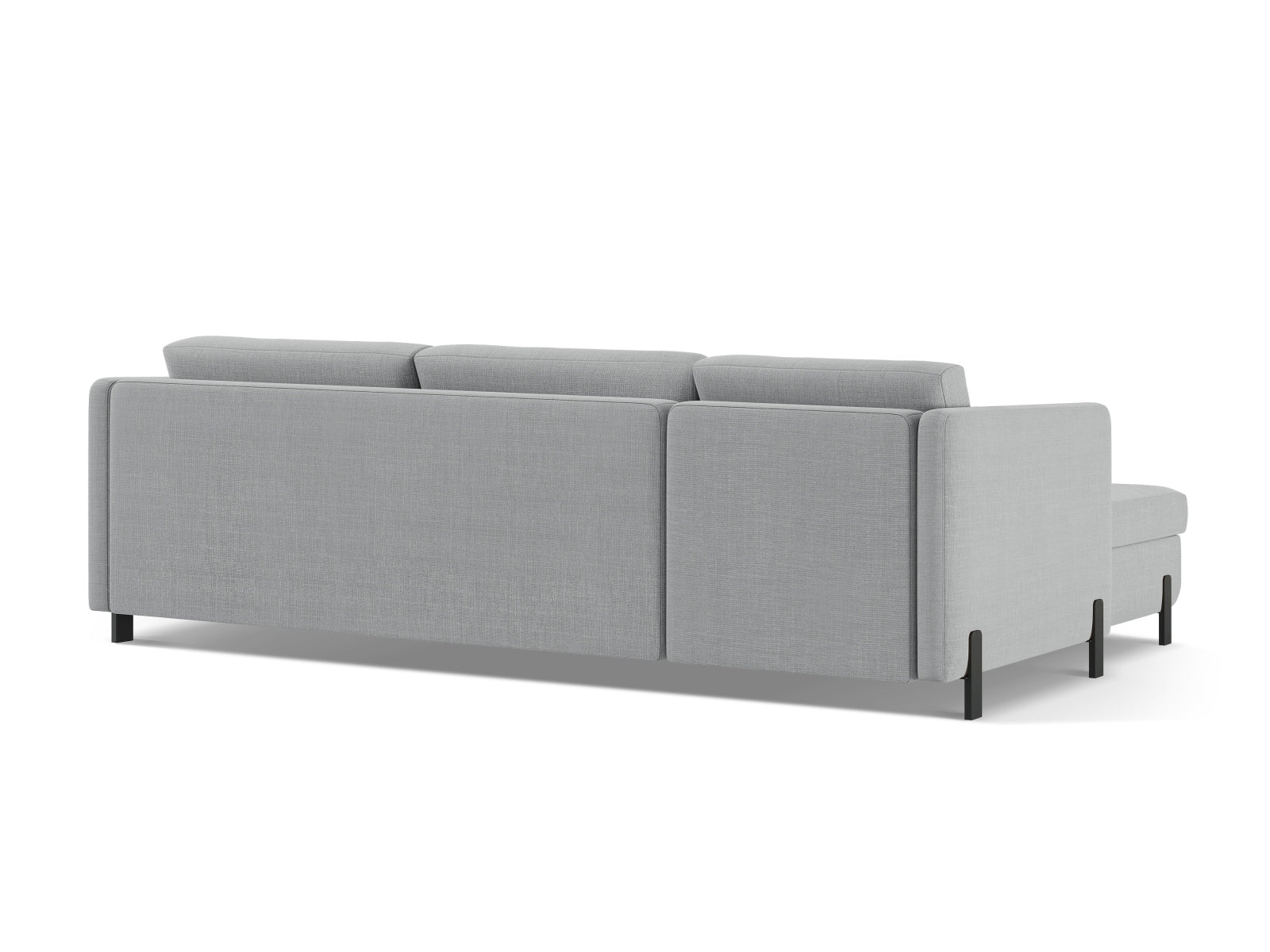 Modernes, hellgraues Ecksofa Gloria, 5-Sitzer mit Schlaffunktion und Stauraum, ideal für gemütliche und funktionale Wohnräume.