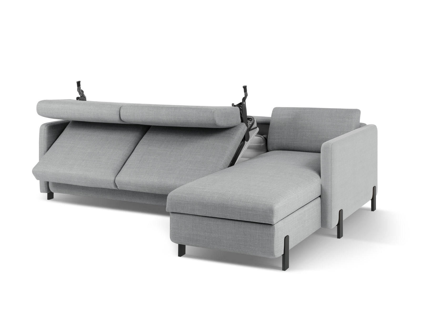 Stylisches, hellgraues Ecksofa Gloria, 5-Sitzer mit praktischer Schlaffunktion und integriertem Stauraum, perfekt für jedes Zuhause.