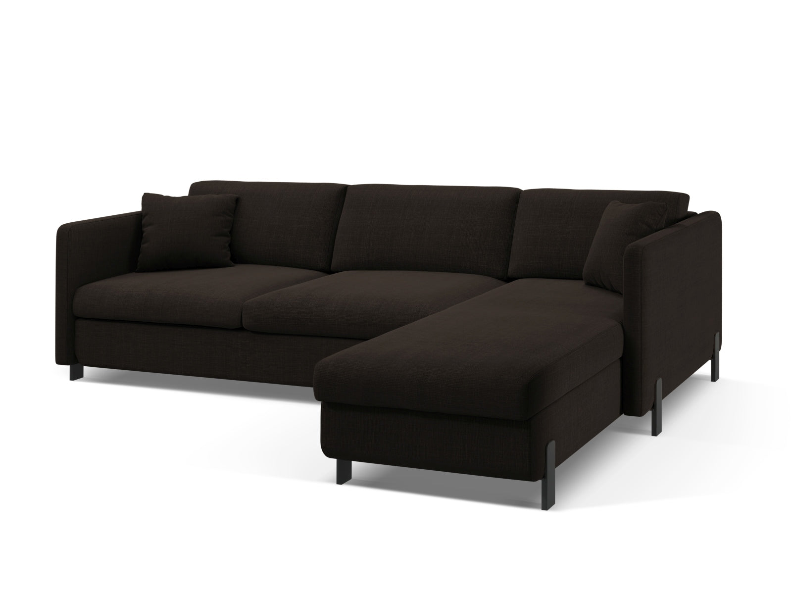 Elegantes Ecksofa Gloria in Dunkelgrau, 5-Sitzer mit praktischer Schlaffunktion und integriertem Stauraum, perfekt für stilvolle Wohnzimmer.
