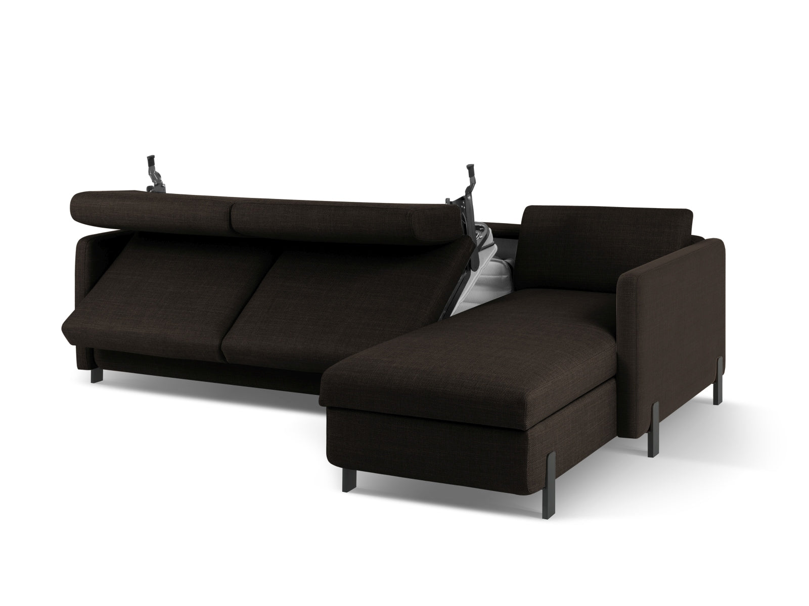 Stylisches Ecksofa Gloria in elegantem Dunkelgrau, 5-Sitzer mit praktischer Schlaffunktion und integriertem Stauraum für zusätzlichen Komfort.