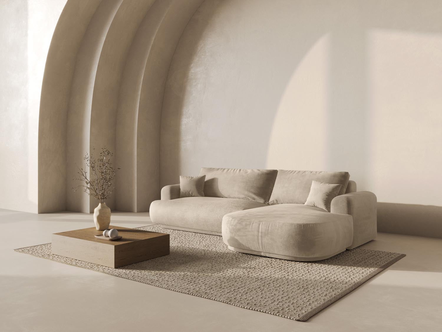 Erleben Sie das stilvolle Ella Velour Ecksofa von Micadoni! Dieses 5-Sitzer Sofa bietet Schlaffunktion und Stauraum für maximalen Komfort.