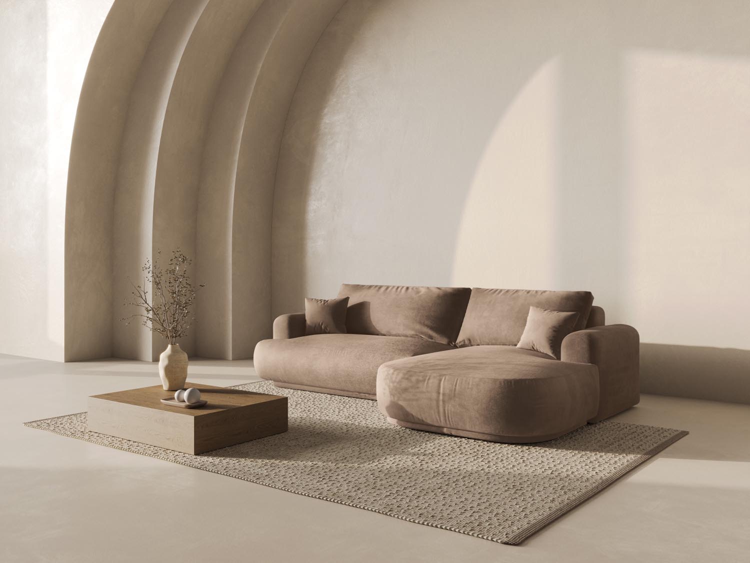 Erleben Sie das stilvolle Ella Velour Ecksofa von Micadoni! Dieses 5-Sitzer Sofa bietet Schlaffunktion und Stauraum für maximalen Komfort.