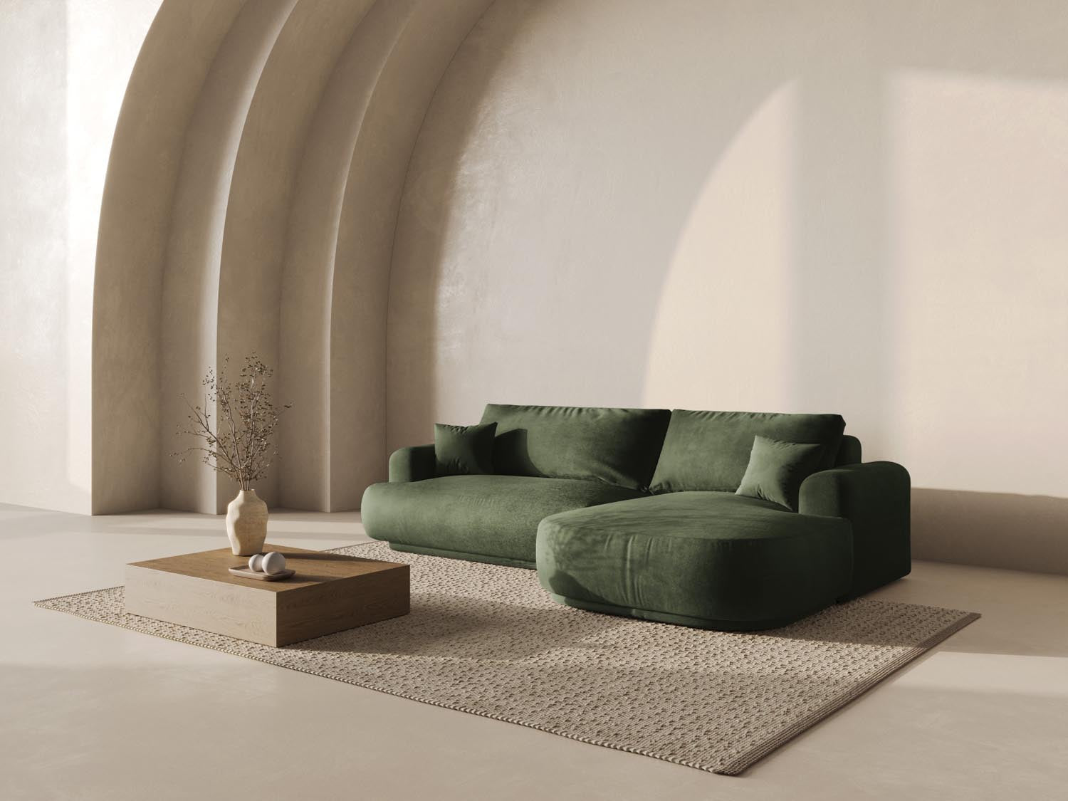 Erleben Sie das stilvolle Ella Velour Ecksofa von Micadoni! Dieses 5-Sitzer Sofa bietet Schlaffunktion und Stauraum für maximalen Komfort.
