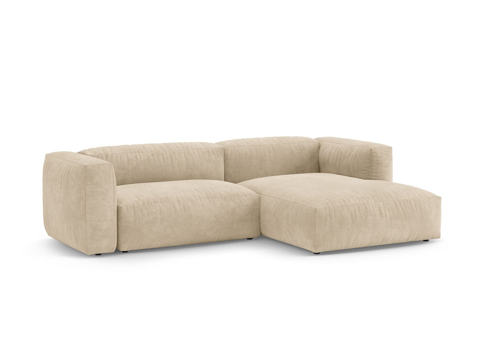 Elegantes 4-Sitzer Ecksofa Martina in Light Beige-Vogue mit praktischer Schlaffunktion, ideal für stilvolle Wohnräume.