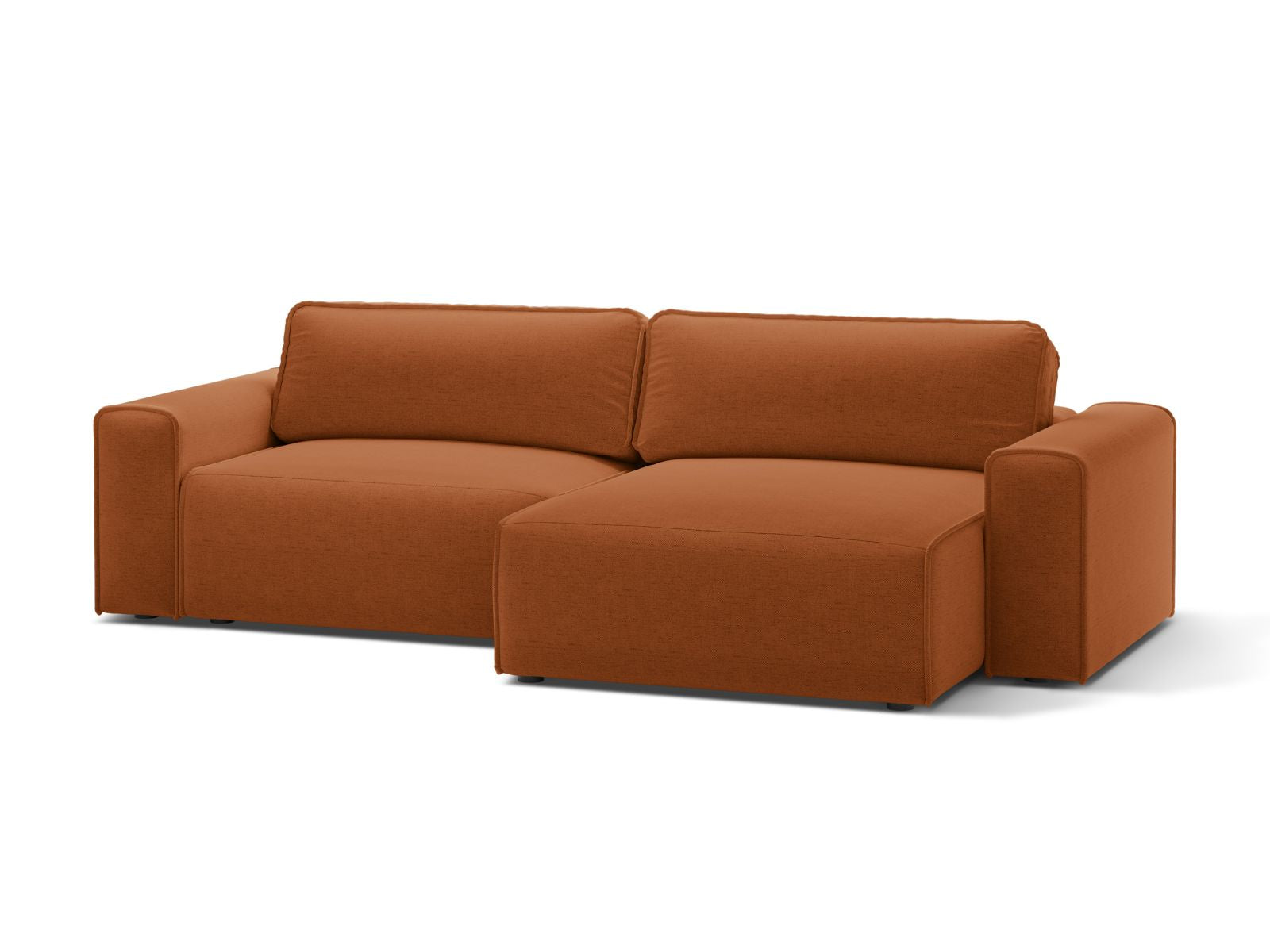 Elegantes 3-Sitzer Ecksofa Victor in Brick-Moly, ideal für Wohnräume, bietet Schlaffunktion und praktischen Stauraum.