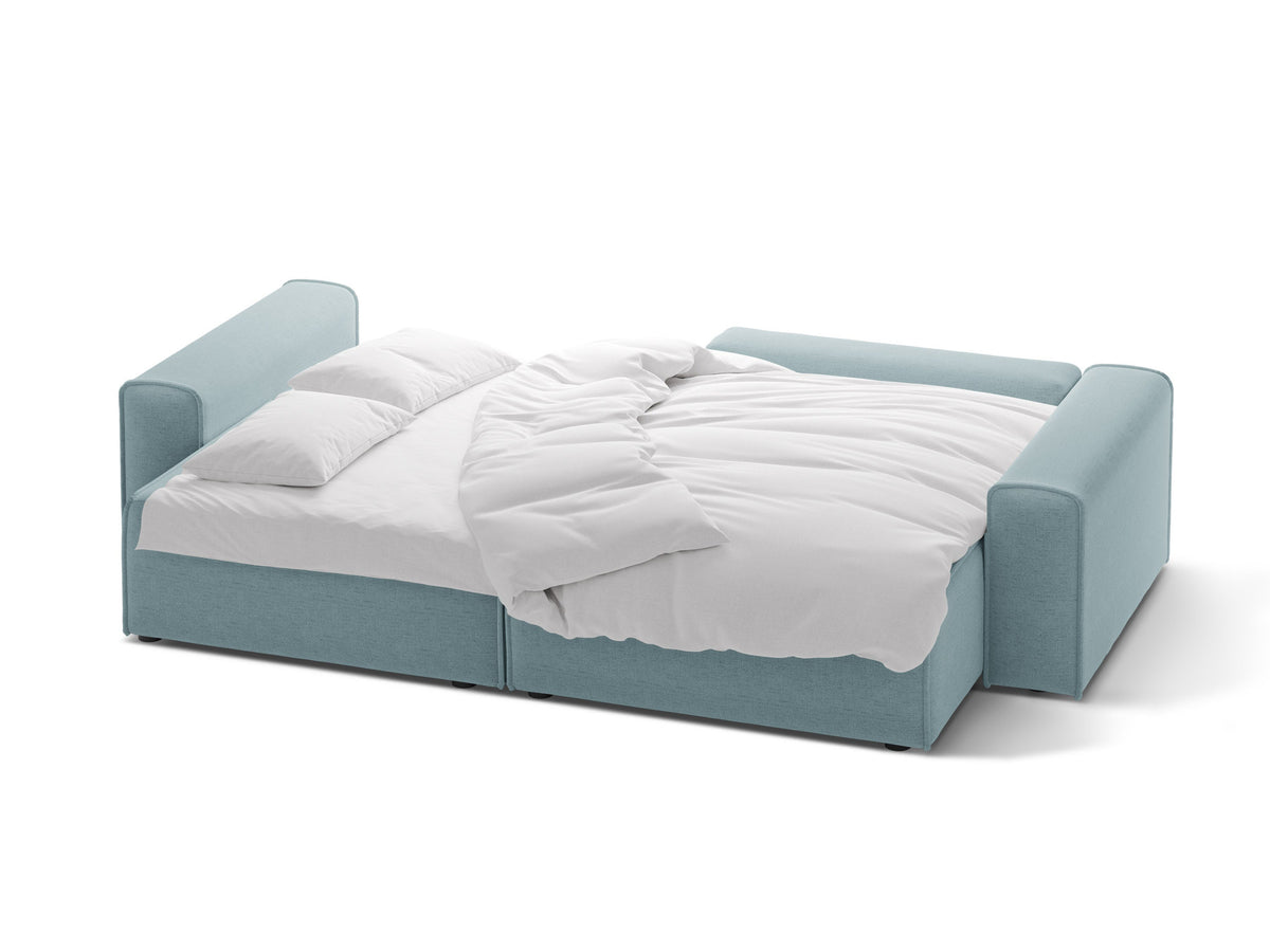 3-Sitzer Ecksofa rechts mit Schlaffunktion und Stauraum Victor in Light Blue-Moly präsentiert im Onlineshop von KAQTU Design AG. Bettsofa rechts ist von Micadoni