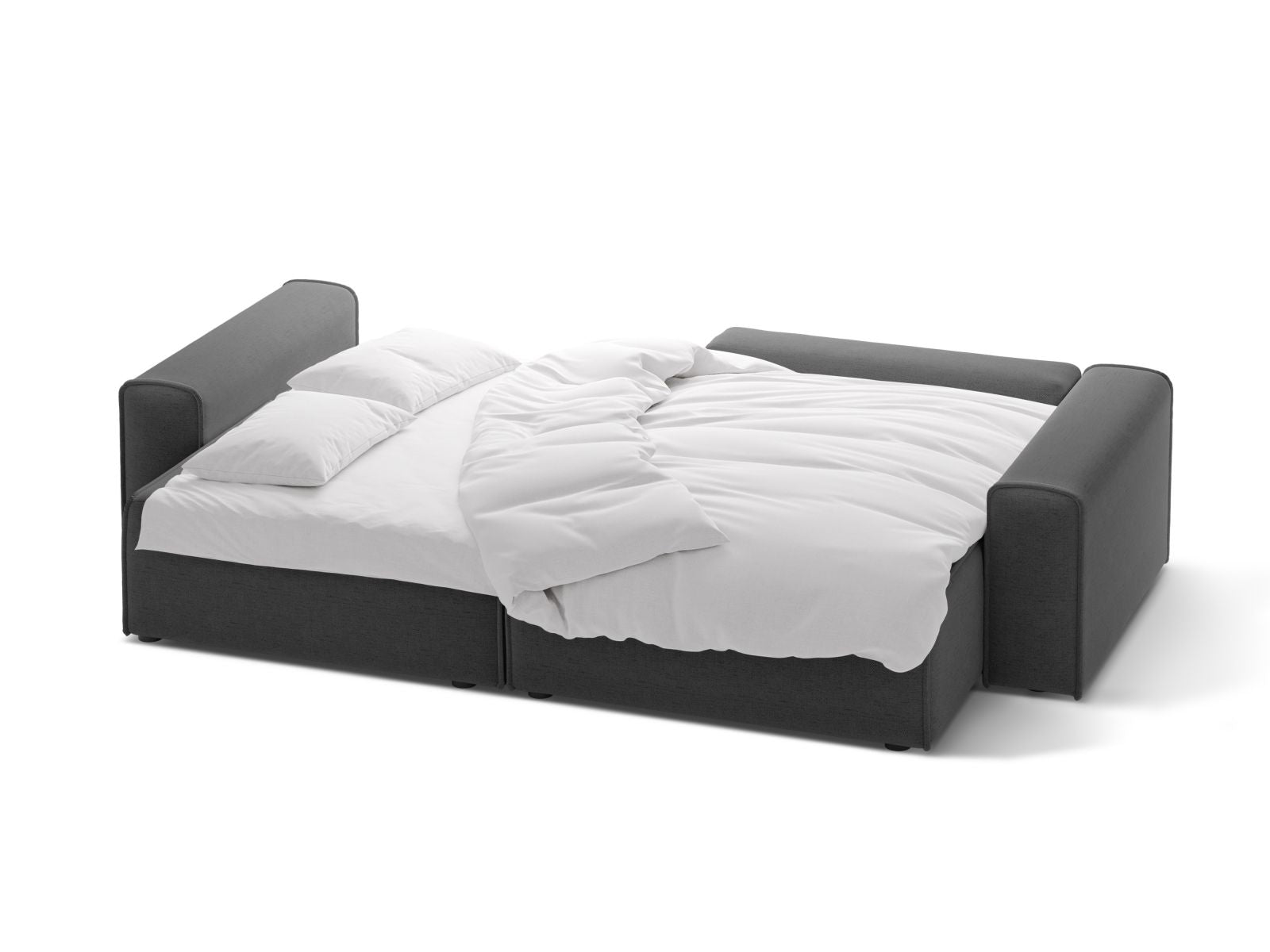 Stylisches Ecksofa Victor in dunklem Grau, bietet komfortable Schlaffunktion und cleveren Stauraum für Ihr Zuhause.