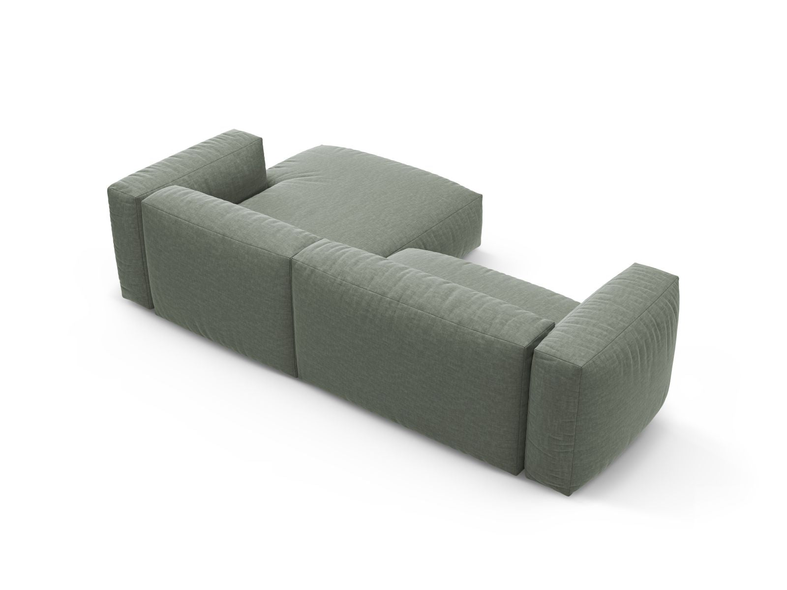 Elegantes 4-Sitzer Ecksofa Martina in Moss Green-Boston, rechtsseitig, ideal für entspannte Abende und als praktisches Schlafsofa.