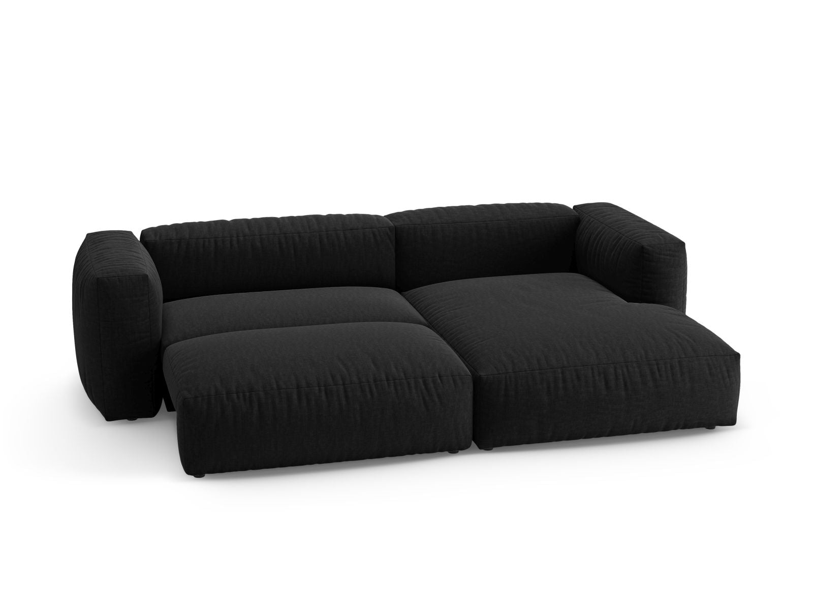 Elegantes 4-Sitzer Ecksofa Martina in Schwarz, ideal für stilvolle Wohnräume, mit cleverer Schlaffunktion für zusätzlichen Schlafplatz.