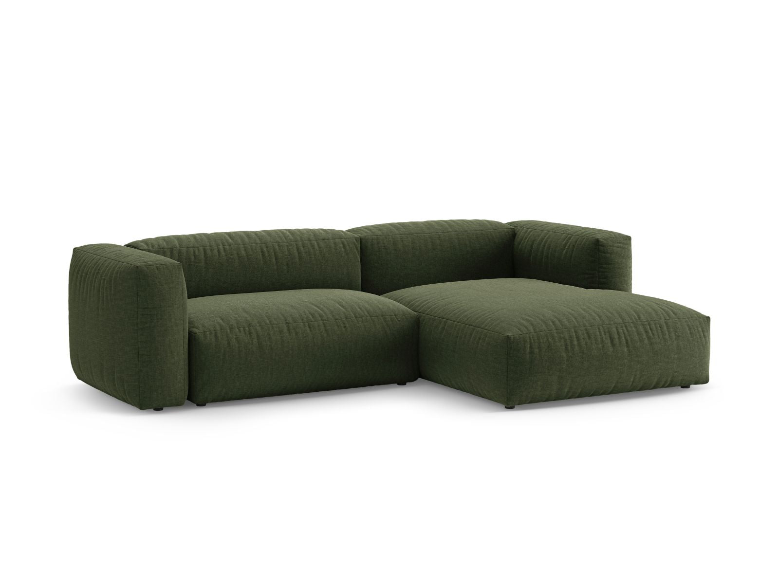 Elegantes 4-Sitzer Ecksofa Martina in Green-Boston mit praktischer Schlaffunktion, ideal für stilvolle Wohnräume.