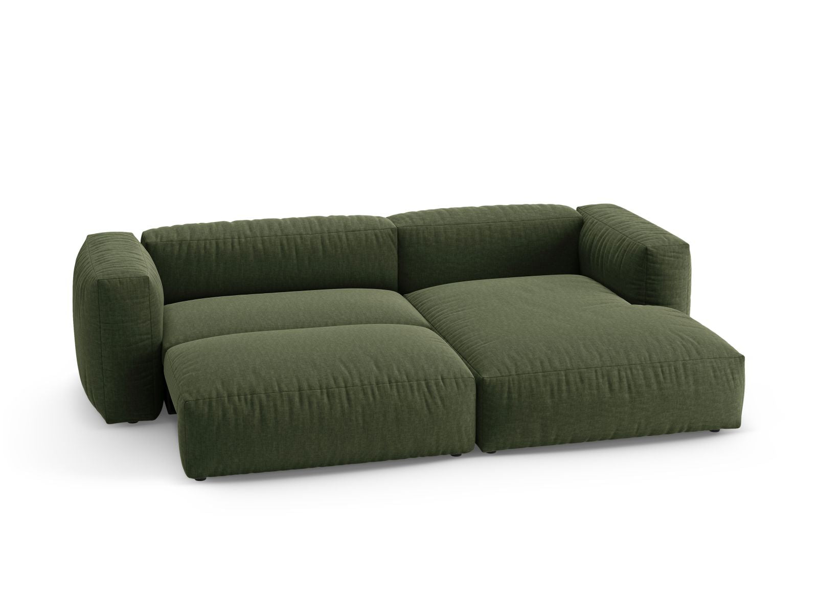 Elegantes 4-Sitzer Ecksofa Martina in Green-Boston, rechtsseitig, ideal für entspannte Abende und als Schlafgelegenheit für Gäste.