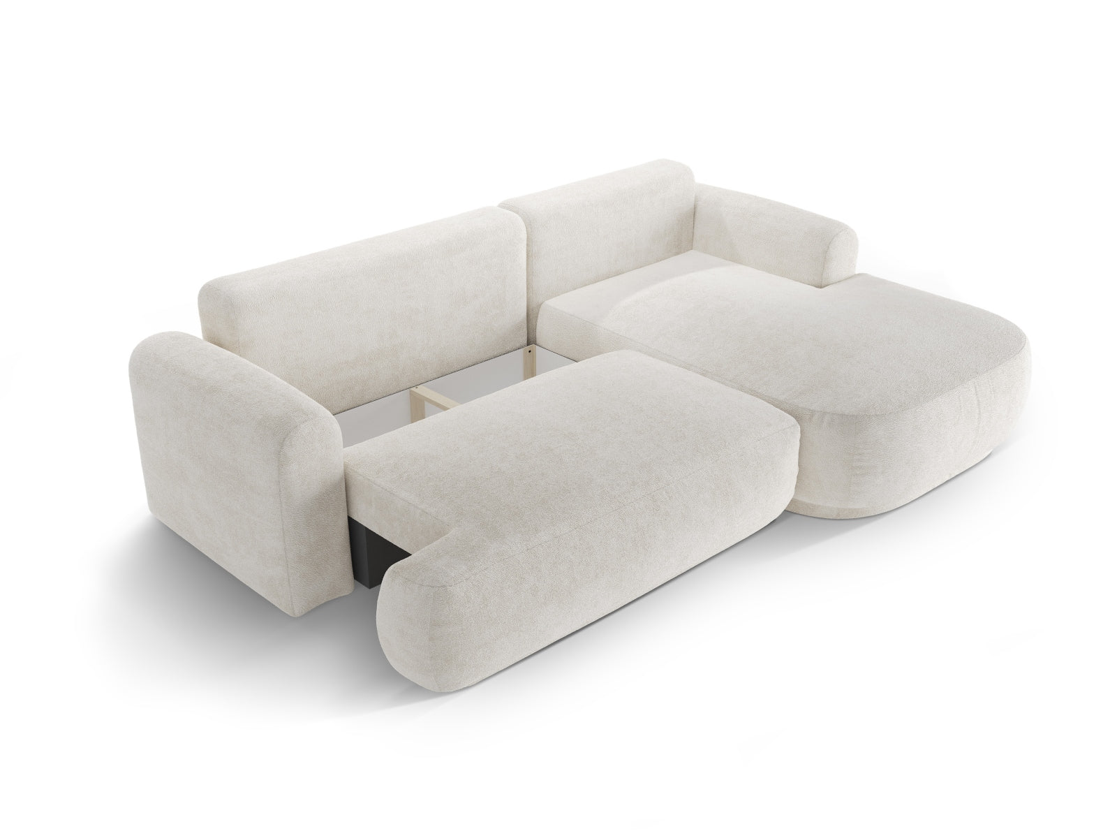 Entdecken Sie das Ella Modular Ecksofa rechts von Micadoni: elegantes 5-Sitzer Sofa mit innovativer Schlaffunktion und praktischem Stauraum für Ihr Wohnzimmer.