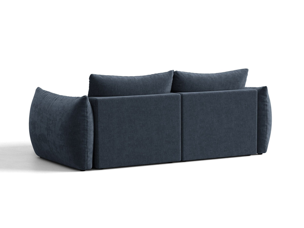 Ecksofa Bloom mit Schlaffunktion von Micadoni in Sand, Bettsofa rechts mit Casino-Veloursbezug und schwarzen Kunststoffbeinen.
