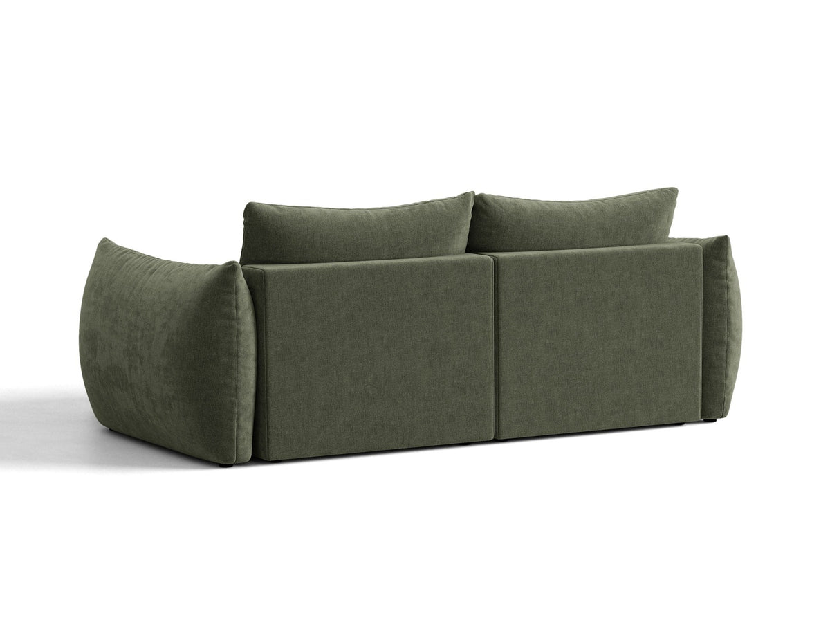 Ecksofa Bloom mit Schlaffunktion von Micadoni in Sand, Bettsofa rechts mit Casino-Veloursbezug und schwarzen Kunststoffbeinen.