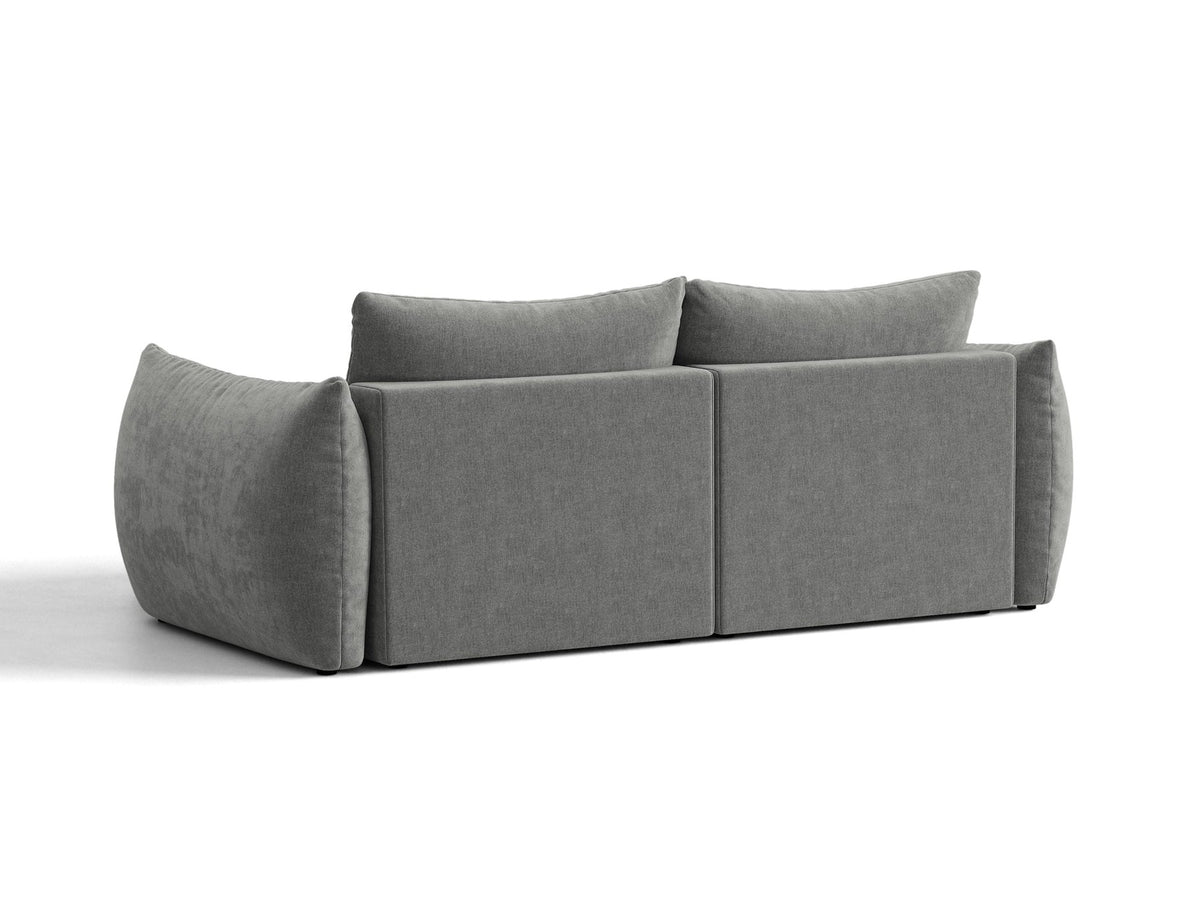 Ecksofa Bloom mit Schlaffunktion von Micadoni in Sand, Bettsofa rechts mit Casino-Veloursbezug und schwarzen Kunststoffbeinen.