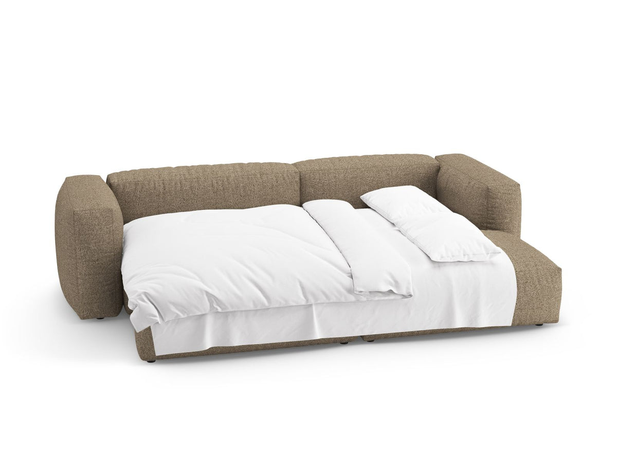 4-Sitzer Ecksofa Martina rechts mit Schlaffunktion und Stauraum in Cappuccino-Monet präsentiert im Onlineshop von KAQTU Design AG. Bettsofa rechts ist von Micadoni