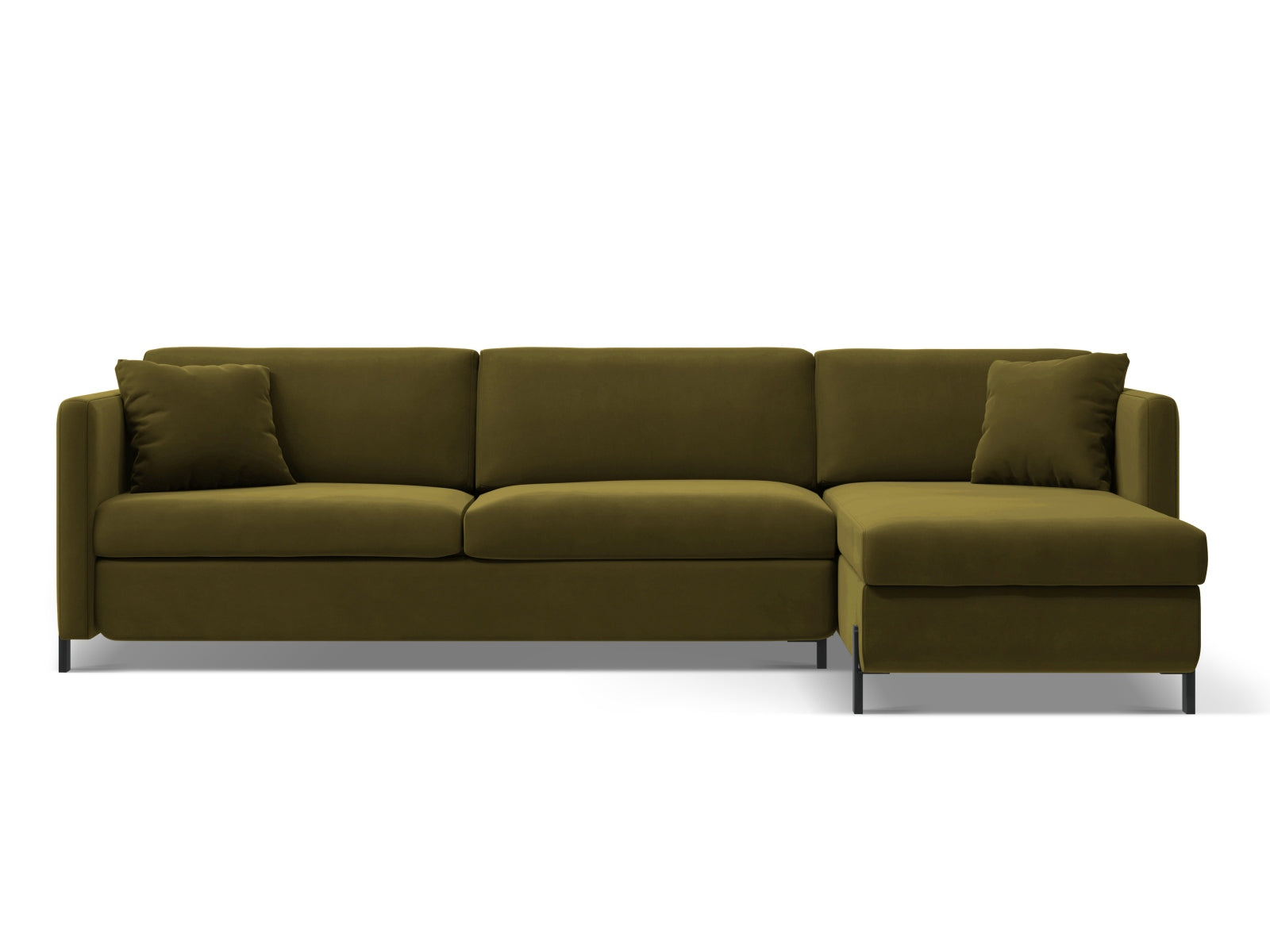 Gloria Velour Ecksofa rechts mit Schlaffunktion und Stauraum 5 Sitzer in Green-Salvador präsentiert im Onlineshop von KAQTU Design AG. Bettsofa rechts ist von Micadoni