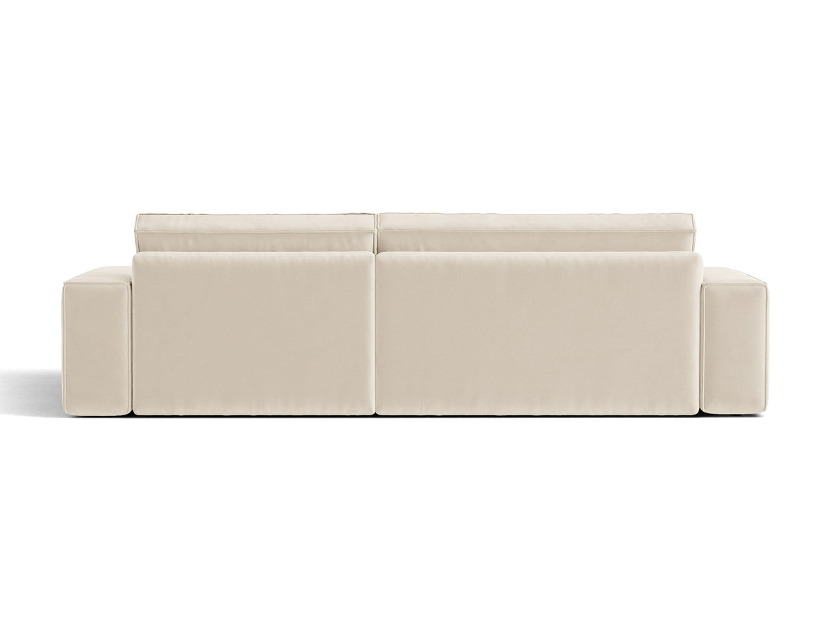 Jodie Velour Ecksofa rechts mit Schlaffunktion und Stauraumbox 3 Sitzer in Light Beige-Bluvel präsentiert im Onlineshop von KAQTU Design AG. Bettsofa rechts ist von Micadoni