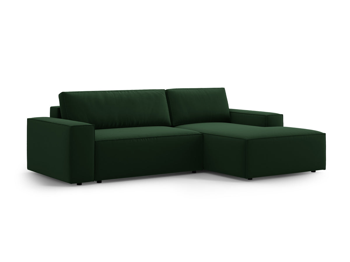 Jodie Velour Ecksofa rechts mit Schlaffunktion und Stauraumbox 3 Sitzer in Bottle Green-Bluvel präsentiert im Onlineshop von KAQTU Design AG. Bettsofa rechts ist von Micadoni