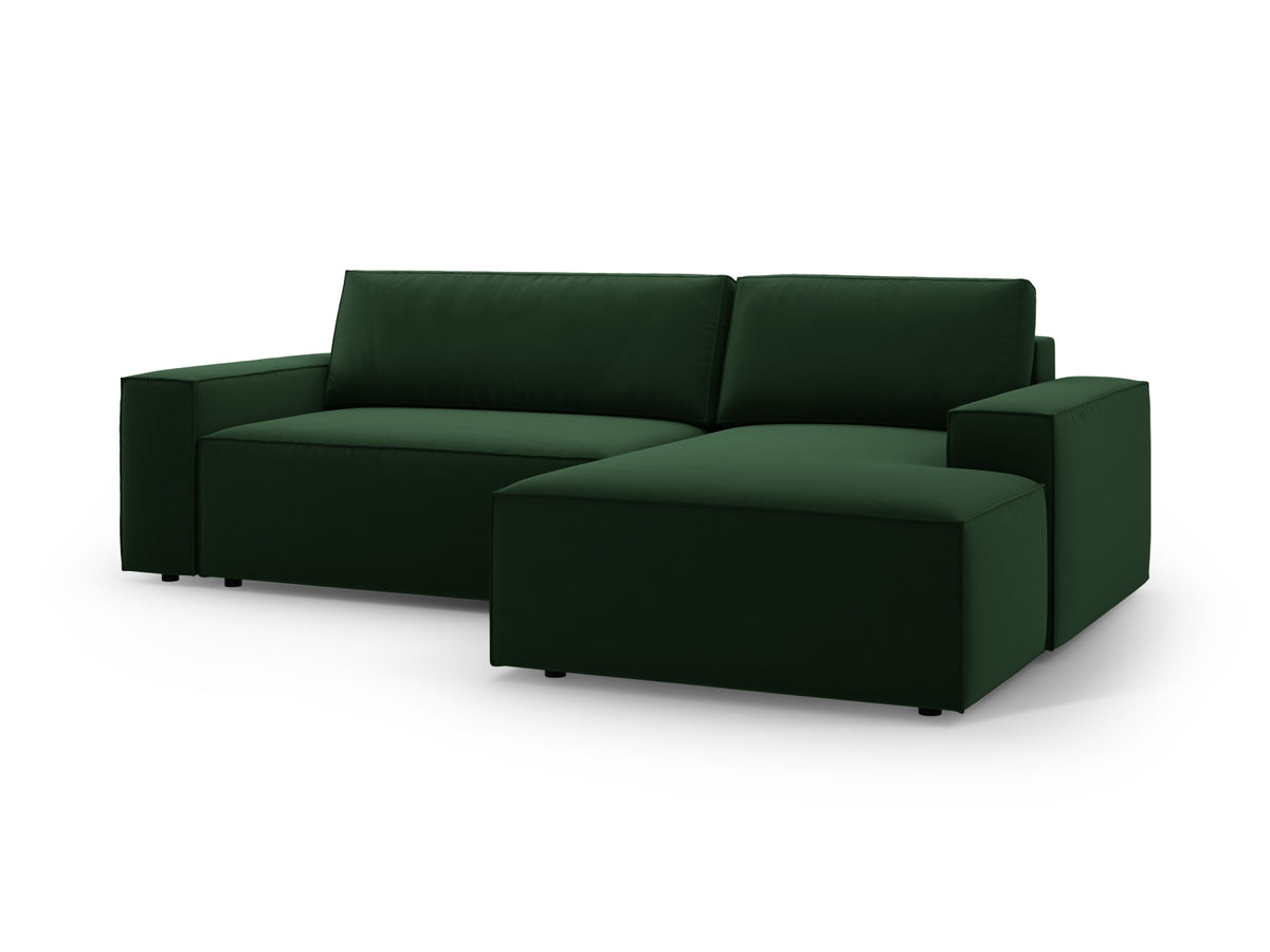 Jodie Velour Ecksofa rechts mit Schlaffunktion und Stauraumbox 3 Sitzer in Bottle Green-Bluvel präsentiert im Onlineshop von KAQTU Design AG. Bettsofa rechts ist von Micadoni