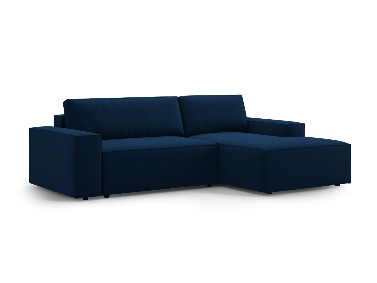 Erleben Sie das elegante Jodie Velour Ecksofa rechts mit praktischer Schlaffunktion und Stauraum. Perfekt für stilvolle und funktionale Wohnräume!