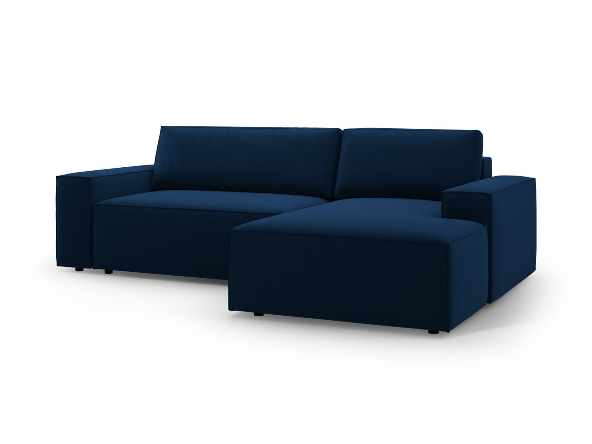 Jodie Velour Ecksofa rechts mit Schlaffunktion und Stauraumbox 3 Sitzer in Royal Blue-Bluvel präsentiert im Onlineshop von KAQTU Design AG. Bettsofa rechts ist von Micadoni
