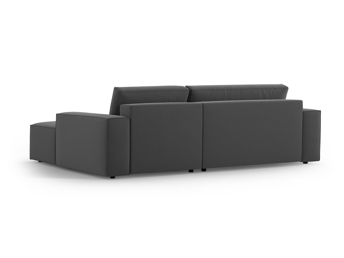 Jodie Velour Ecksofa rechts mit Schlaffunktion und Stauraumbox 3 Sitzer in Grey-Bluvel präsentiert im Onlineshop von KAQTU Design AG. Bettsofa rechts ist von Micadoni