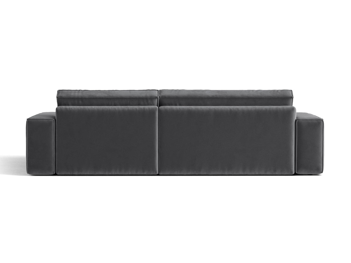 Jodie Velour Ecksofa rechts mit Schlaffunktion und Stauraumbox 3 Sitzer in Grey-Bluvel präsentiert im Onlineshop von KAQTU Design AG. Bettsofa rechts ist von Micadoni
