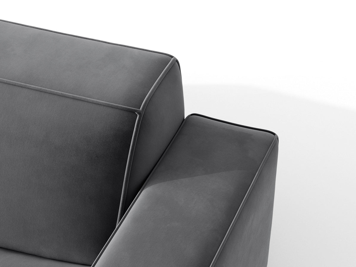 Jodie Velour Ecksofa rechts mit Schlaffunktion und Stauraumbox 3 Sitzer in Grey-Bluvel präsentiert im Onlineshop von KAQTU Design AG. Bettsofa rechts ist von Micadoni