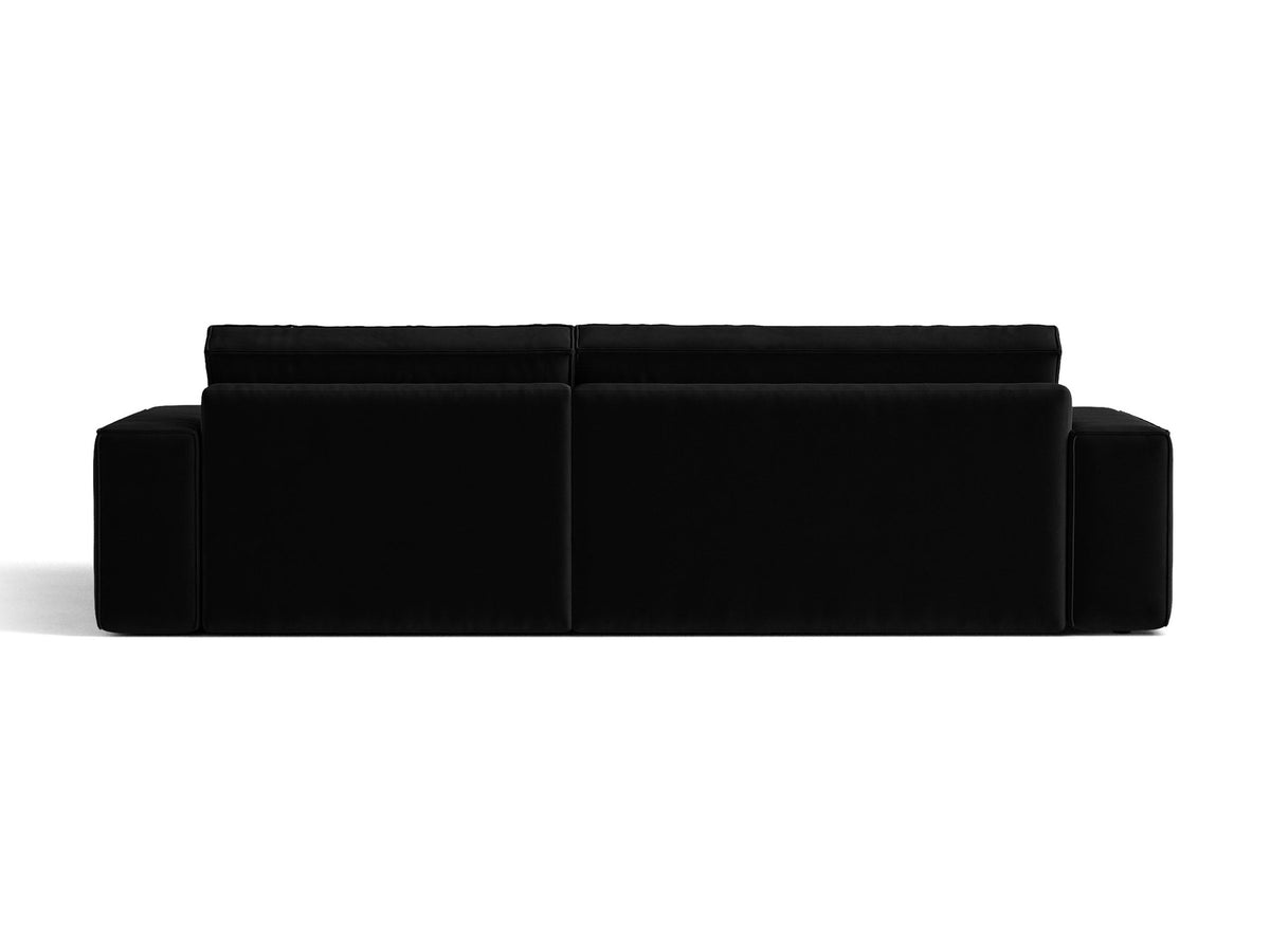 Jodie Velour Ecksofa rechts mit Schlaffunktion und Stauraumbox 3 Sitzer in Black-Bluvel präsentiert im Onlineshop von KAQTU Design AG. Bettsofa rechts ist von Micadoni