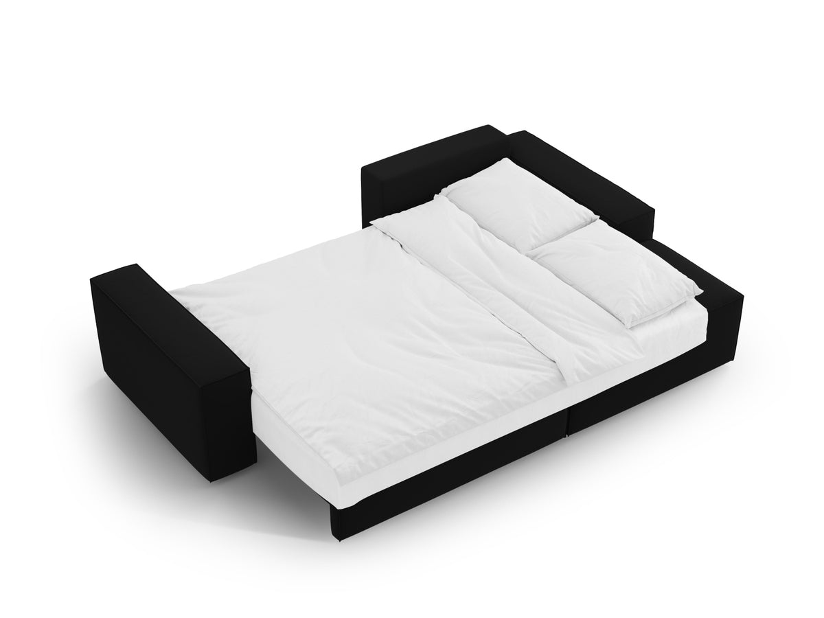 Jodie Velour Ecksofa rechts mit Schlaffunktion und Stauraumbox 3 Sitzer in Black-Bluvel präsentiert im Onlineshop von KAQTU Design AG. Bettsofa rechts ist von Micadoni