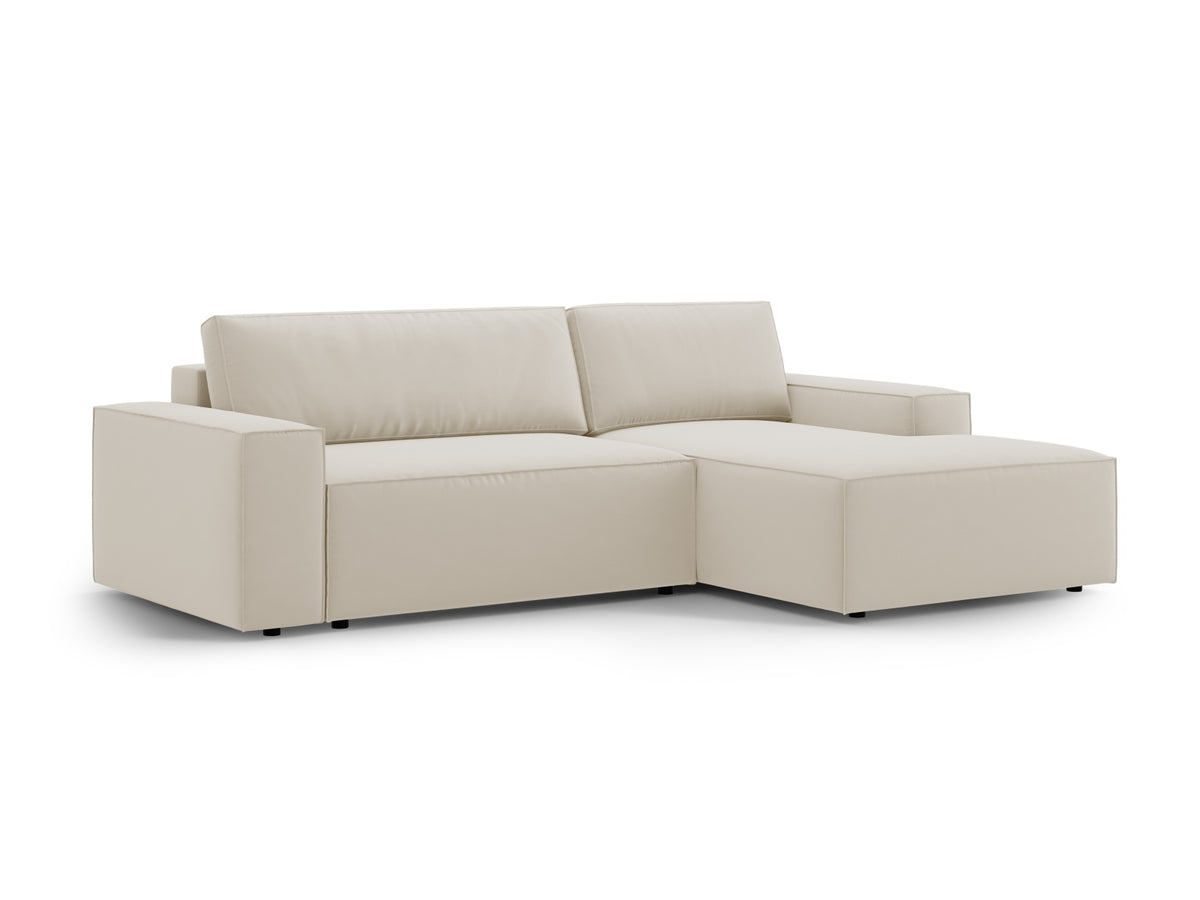 Jodie Velour Ecksofa rechts mit Schlaffunktion und Stauraumbox 3 Sitzer in Dark Beige-Bluvel präsentiert im Onlineshop von KAQTU Design AG. Bettsofa rechts ist von Micadoni