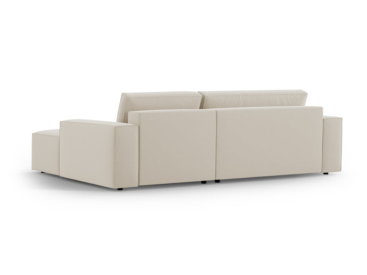Jodie Velour Ecksofa rechts mit Schlaffunktion und Stauraumbox 3 Sitzer in Dark Beige-Bluvel präsentiert im Onlineshop von KAQTU Design AG. Bettsofa rechts ist von Micadoni